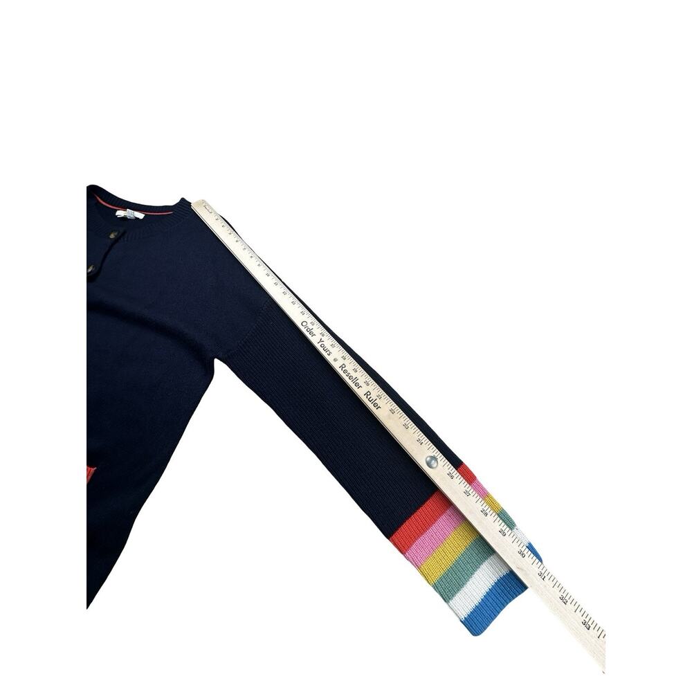 Boden Cardigan Sweater Womens 14 Navy Rainbow Stripe Wool Cashmere Pockets - Picture 5 of 10
